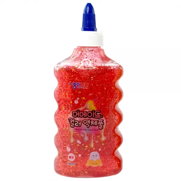 종이나라 머메이드컬러 액체풀 물풀 180ml 슬라임 재료, 빨강, 1개