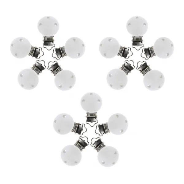 Stk 15pcs 천 연 나 무 아 기 젖 꼭 지 클 립 Diy 젖 꼭 지 클 립 금 속 홀 더 4.4x3cm 나무 화이트