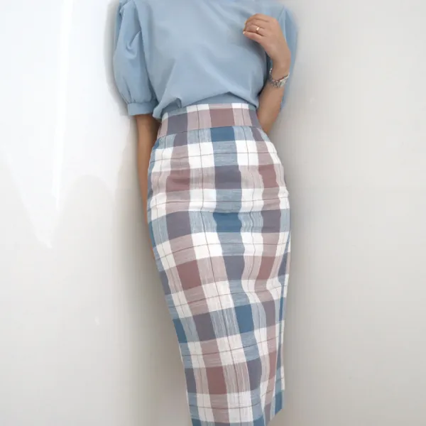 나이브 실루엣 / 캔디 아방가르드 입체 벌룬 라인 실키 라운드 반팔 블라우스 5color