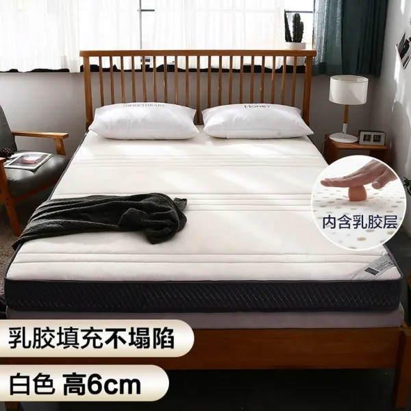 돌침대용 돌침대 흙침대 토퍼 100995 라텍스 매트리스 보력 메모리 폼 다다미 쿠션 스펀지 쿠션 싱글 기숙사 1 5 홈 1 8 매트리스 패드, 화이트 6cm 라텍스 충전, 200x220cm 【붕괴없이 10 년 사