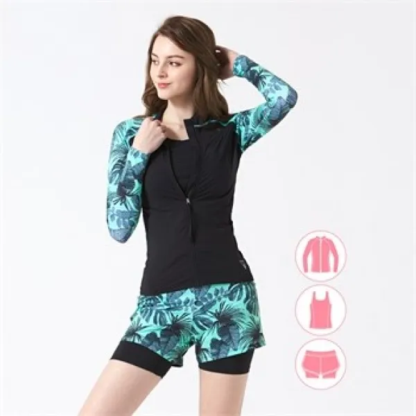 베이직엘르 리오더입고 여성인 집업 래쉬가드 3종세트 Bel S213t