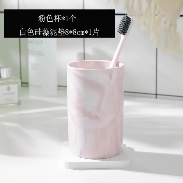 컵 화장실 양치질 입가 규조 위생대 펀칭 받침대 선반 매트 무흡수 칫솔 진흙 치물, 핑크 컵88