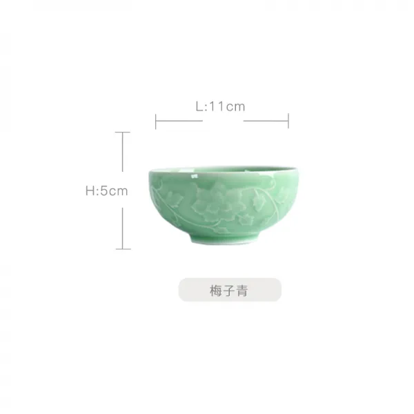 용천 청자 쌀 밥그릇 도자기 가정용 작은 그릇 중국식 다수 꽃술 식기 전자레인지 식사용, 매실 청