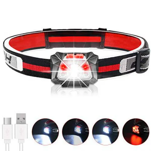 LED 재충전 용 Headlamp 빨간불 라이트급 선수 IPX6 방수 40cm 운동 측, 상세내용참조
