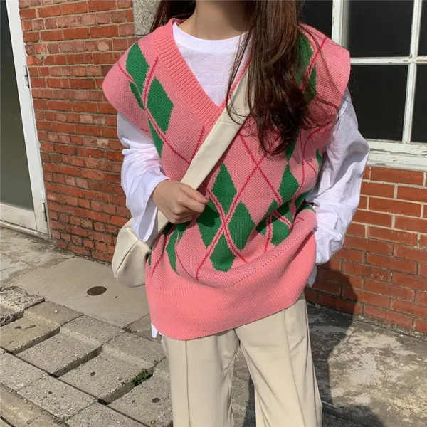 미싱달리다 니트조끼베스트 투수영복 룩 단건 봄가을 클래식 칸 멜란 스웨터 구호물자