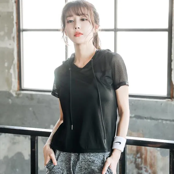 반팔티 요가복 에슬레져룩 여름 품 요가 한 벌 여성 짧은 소매 적당