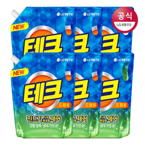 [신세계TV쇼핑]LG생활건강 테크 진드기제거 액체 드럼 리필 2L x6개, 1