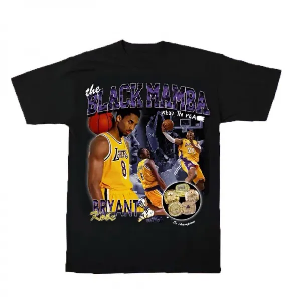 큰옷반팔티 스트릿 KOBE과 보다 티셔츠 VINTAGE 빈티지 경의를 표함 NBA 레이커스 기념판 힙합 블랙 무섭다