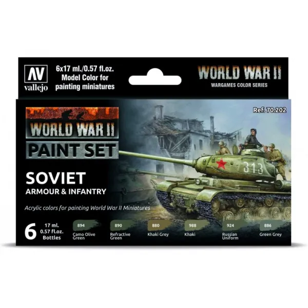 발레조 VAL70202 Farb 소우제티슈 파판궁 und Infanterie AV 모델 컬러 세트-WWII 소비에트 무기고&