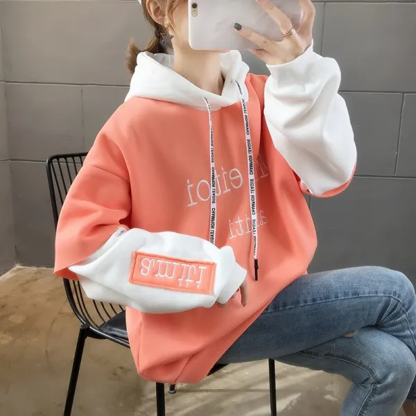 벨라루티 캐주얼룩 데일리패션 레이어드 배색 후드티셔츠