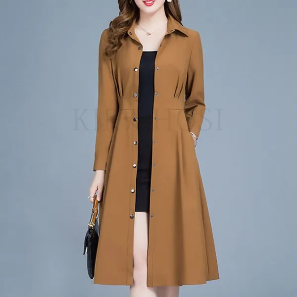 kirahosi 트렌치코트 봄 가을 여성 트렌치 바바리코트 루즈핏 심플 롱 하프코트 93-52 +덧신 증정 BW9zr78m