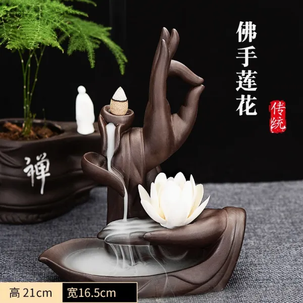 복야당 창의연꽃 불수 역류 향로 도자기 향향 향 향 향 향 향로 관상탑 향구 향구구향구 실내 훈향객실 장식품 [연꽃 불수] + 150개의 탑향 + 40g 선향 + 핀셋+