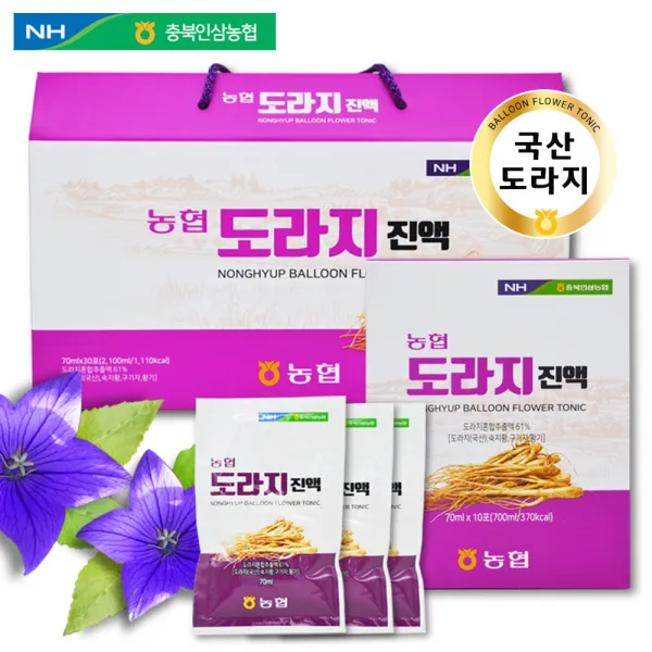 농협 도라지 진액 즙 건강즙 농축액 엑기스 액기스 30포 대추 생강 칡 영지 작약 뽕잎 사철쑥 환절기 기침에 좋은 차 70ml X30포 단일상품