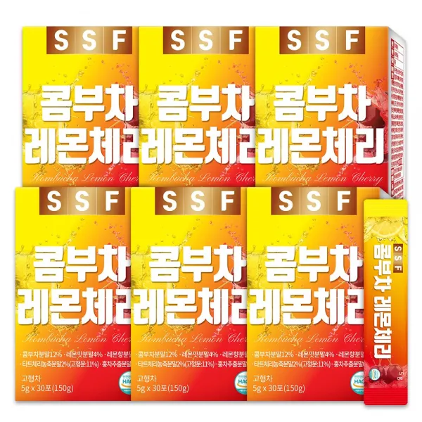 순수식품 콤부차 레몬 체리 분말 스틱 6박스(180포) 스코비 영국산 비타민C 난소화성말토텍스트린, 180개입, 5g