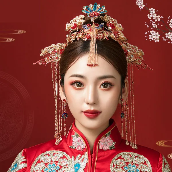 플라워 태슬 앤틱 웨딩신부꽃과 나비 화관 족두리 헤어 악세서리