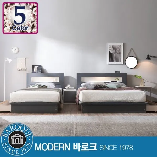 모던바로크 아레나 LED조명 퀸 서랍침대 / 프레임, 아카시아