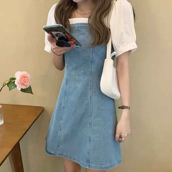 드레스날다 시원한 바닷길 데님 미니원피스(mops1430)