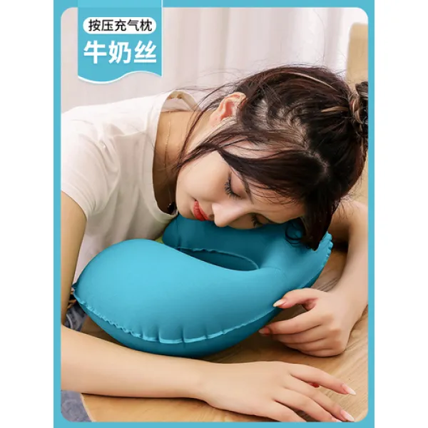 해외 에어 u자형 베개여행 필수 목덜미 목베개 휴대형 낮잠목-96867, 02.은달 회색 플란넬[가을겨울 특