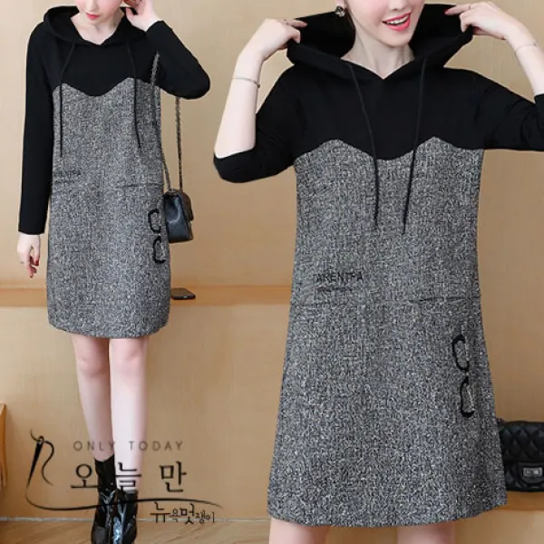 오늘만 뉴욕멋쟁이 킵 자수 트위드 후드원피스