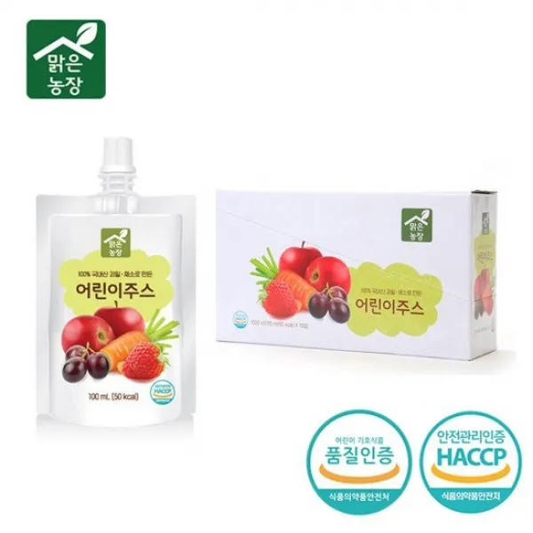 국내산 100% 무설탕 무첨가 맑은농장 어린이주스 100ml10입 1박 없음 상세설명 참조