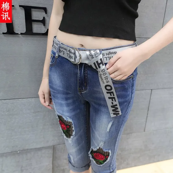 머머다 청바지 빅사이즈 7부 여성 데님팬츠 진 여름02 Wpp02 551362299818