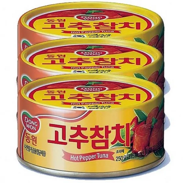 정배마트 동원 고추 참치 250g X 12개 매콤 저지방 고단백 영양식품 야채 가미참치통조림 1