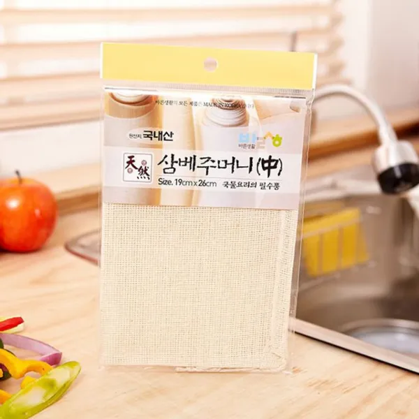 (4개묶음)멸치망 바른삼베주머니-국산 중-19x26 OJW-41131 멸치망 거름망 다시다통 걸음망