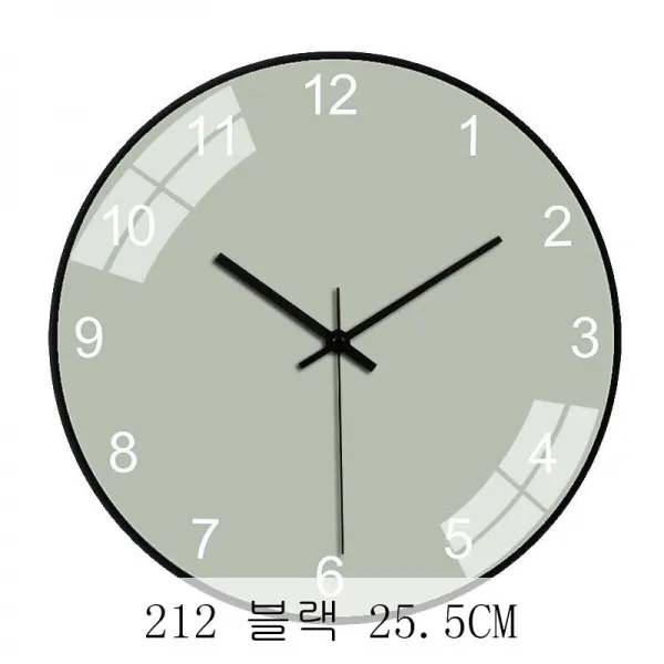 뉴타임즈14 벽시계 거실 순회색 벽걸이 시계 무음 XT06 A10, 212 블랙 25.5CM
