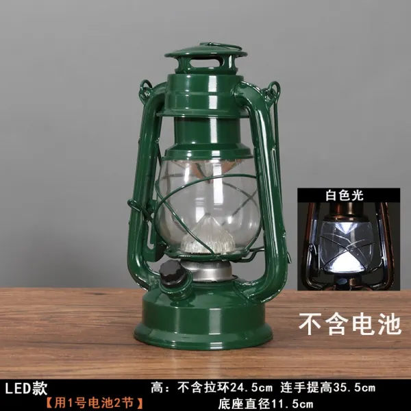화목쇼핑몰 등유랜턴 민속 레트로 물품 늙다리 수장 잡목 민국 구식의 클오일 램프 골동품 진열 장식품, 그린 그린 LED 타입 그린 백광