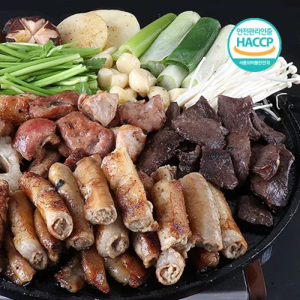 해썹인증 용자곱창 한우소곱창 모둠세트600g+염통써비스+참소스3개, 700g, 1세트