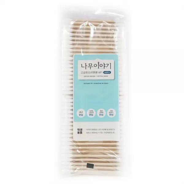 1인가구 자취 독립 필수품 나무이야기 고급회오리 순면면봉400입x4, 만물상청년 1