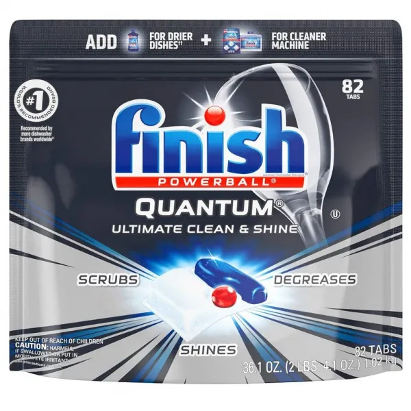Finish Quantum - 82ct Dishwasher Detergent Powerball 식기세칙기 세제 파워볼 82개 기름기 제거, 1set