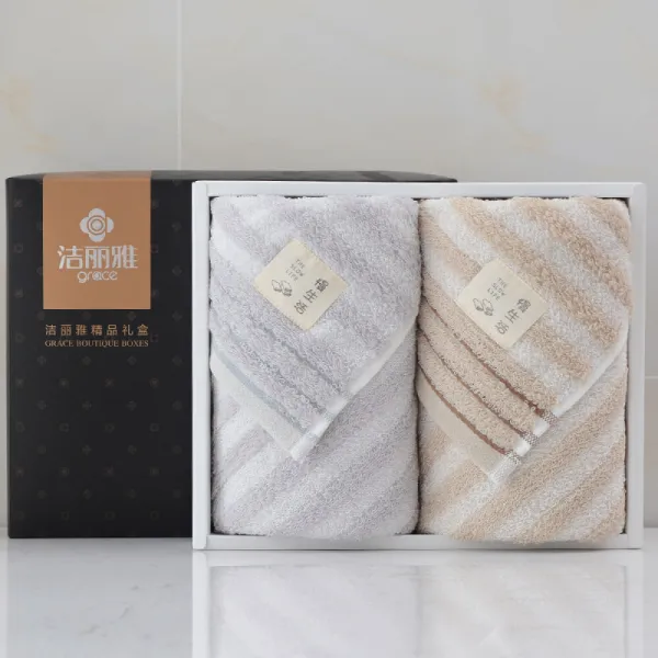 Grace 결 리 아 슬 로 우 생활 수건 세트 2 장 순수한 면 A 종 신장 스 웨 이 드 신사 선물케이스 편안 하고 부 러 운 흡수 74 34cm 옅 은 회색 + 연한 갈색 110 G / 줄