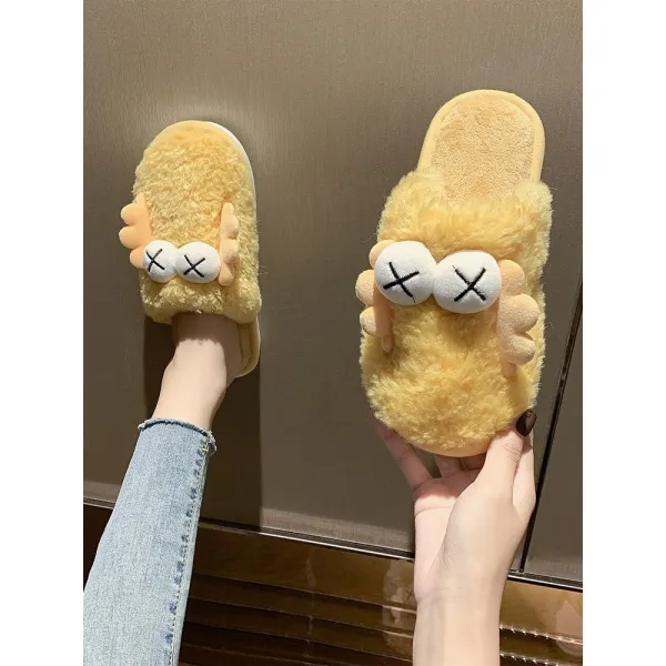 탑걸시아 누리꾼 레드 소녀 심 큐티백 면 슬리퍼 여성 외피 봄가을 털털 안 피곤한 발털 슬리퍼