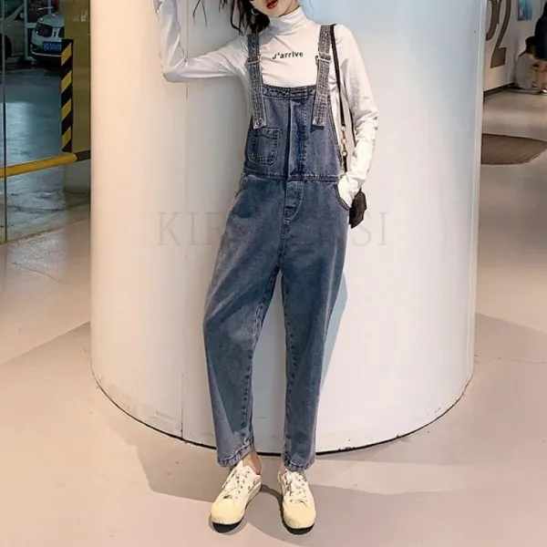 Kirahosi 가을 여자 학생 청멜빵바지 데님 점프수트 2 + 덧신 증정 Cozbk6in