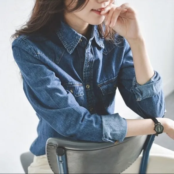 QP0914 여성청남방 데님셔츠 기본청셔츠 신상셔츠