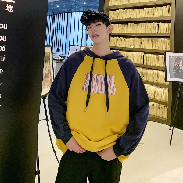 벨라루티 대학생 데일리룩 나그랑라인 배색 후드티셔츠