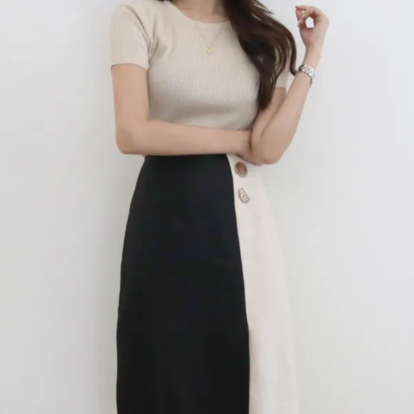 나이브 실루엣 / [7color] 마카롱 여름 슬림 골지 반팔 니트 티셔츠