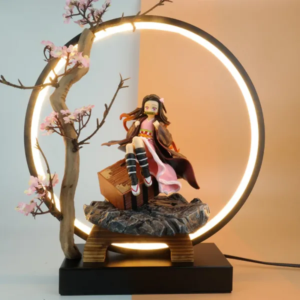 Led 귀칼 네즈코 피규어 램프 조명 굿즈 귀멸의칼날 일륜도 카마도탄지로 인형 소품 선물 E+스탠드개