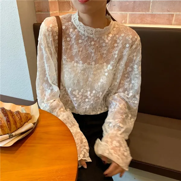 M＆s 여성 시스루 레이스 이너 티셔츠 폴라 티셔츠 폴라티 B111839m