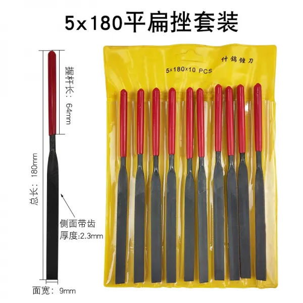 달님(DALNIM) 삼각스케일자 레드 손잡이 갖가지 재료 큐티클니퍼 10 열건이다 플랫 반원 사각줄 샌딩 모형 금속 정형, 5x180 （10 즈 평줄 ）