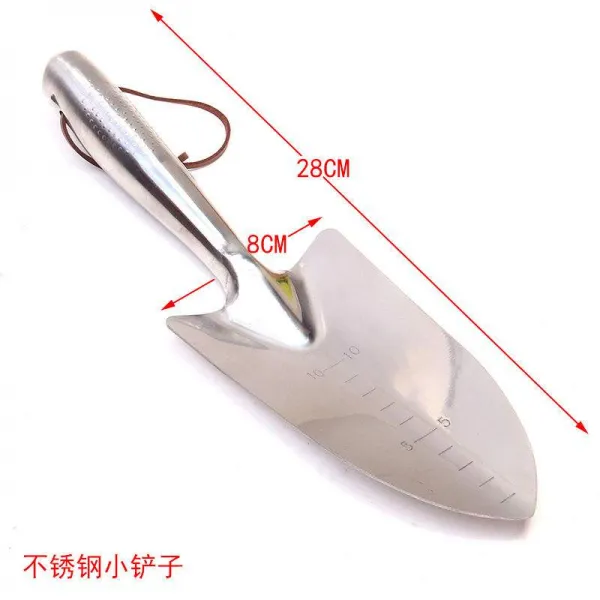 각삽 작은 꽃 키우기 야외 흙을 철삽 구덩이를 파다 원예 임눈을 치우다 농용 도랑 도구 신기, 스테인리스 스틸 작은 삽