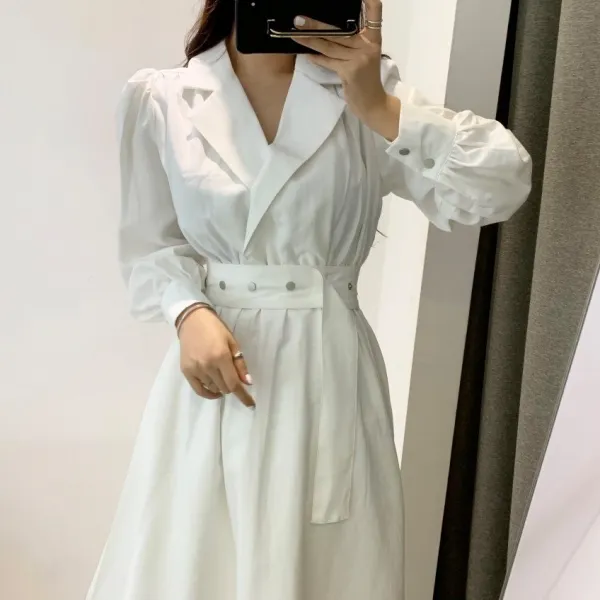  예피플 밀리언달러스 롱 원피스 하객 벨티드 정장원피스 하객원피스