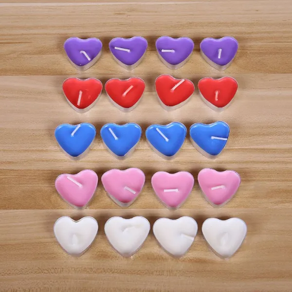 50Pcs 사랑 심장 모양의 Tealight 촛불 무연 작은 발렌타인 데이 고백 제안 KTV 장식, 단일상품