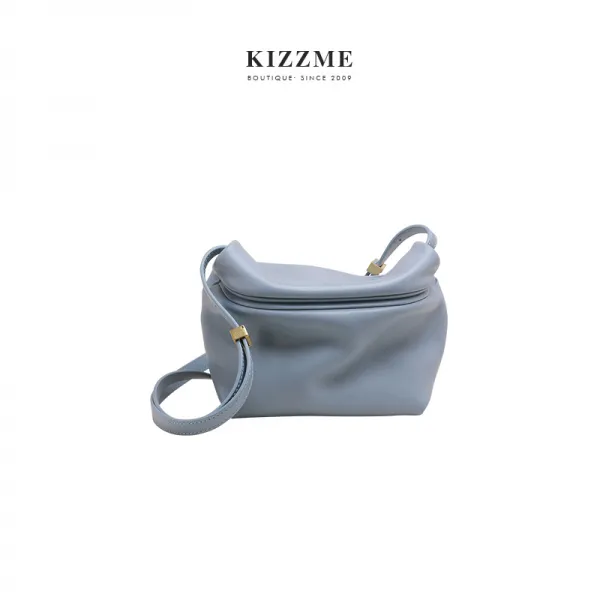 KIZZME 가볍게 사치한 구름송이 리얼가죽 교자만두1350g 미니백 주름 두층 여성
