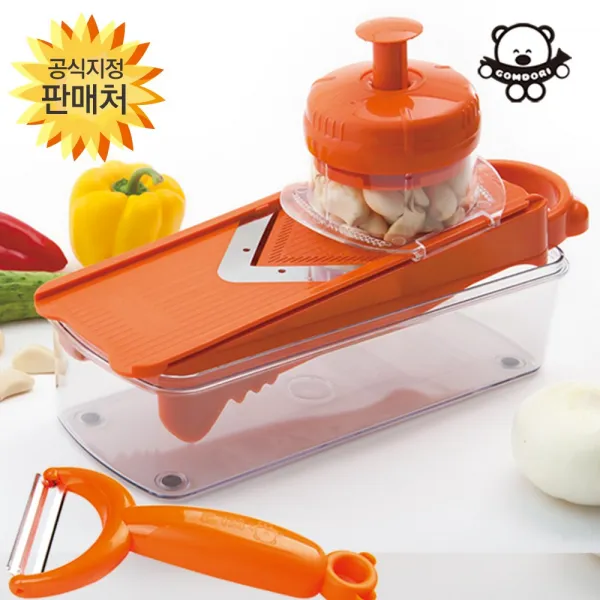 곰돌이채칼 채칼 각종야채채칼 안전통채칼 5단계조절기능 국산정품 곰돌이 홈쇼핑정품, 주황색, 1set