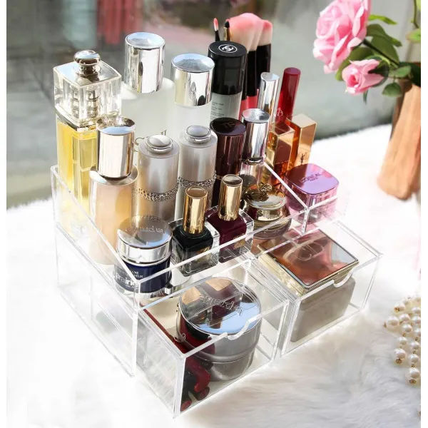 아크릴수납함 셀럽 테이블 화장품 수납함 플라스틱 서랍 피부보호 아크릴 보석함 선반 라지 여자기숙사, T02-(타입)라지 일체형 두 고취