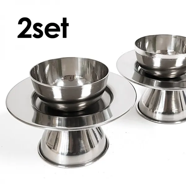 상세정보참조 동보 스텐 잔대 2세트 (술잔2+받침대2 제기용 제수 제사용품 차례상 성묘 불교 명절용품)