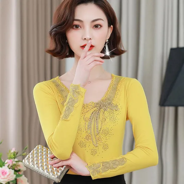 린다씨컴퍼니 가을겨울 망사 블라우스 자수 핫피스 블랙 여성