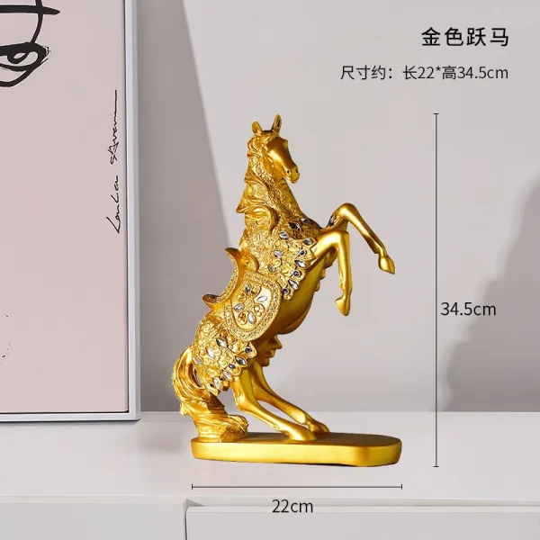 Mar.22 43번 현대 공예품 아이디어 심플 홈 인테리어 현관 거실 Tv 캐비닛 장식 북유럽 경쾌풍z 다이아몬드 로 말 을 날 리 는 장식품 금색 